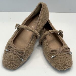 Gianni Bini, Faux Shearling Mary Jane
Bow Detail Ballerina Flats Tan Sz7.5